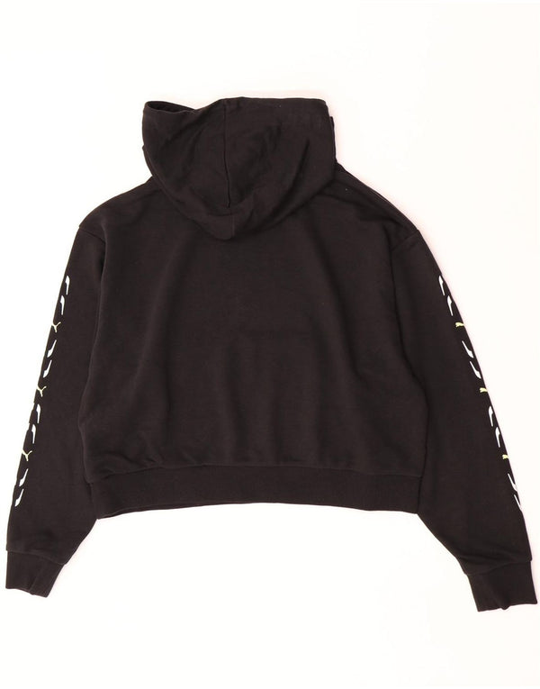 Felpa con cappuccio grafica corta da donna Puma UK 14 cotone nero medio