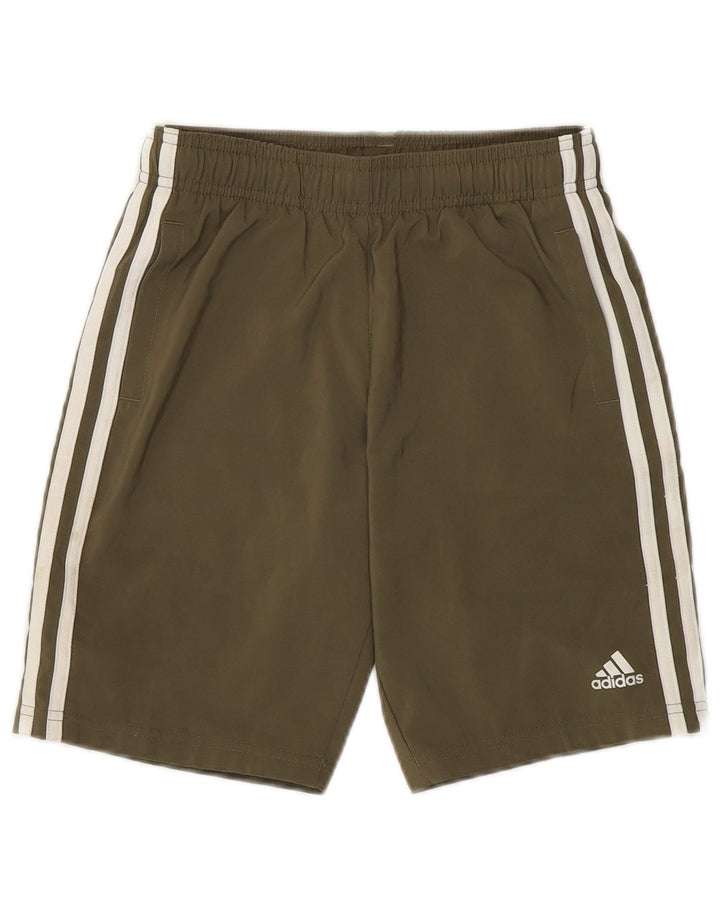 Pantaloncini sportivi Adidas da ragazzo 9-10 anni in poliestere kaki