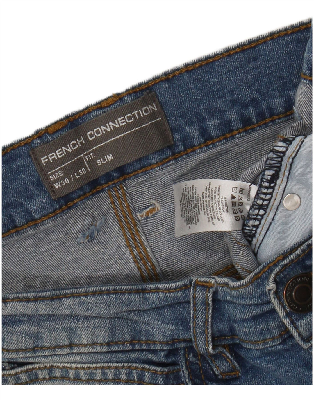 Jeans slim da uomo French Connection W30 L30 cotone blu