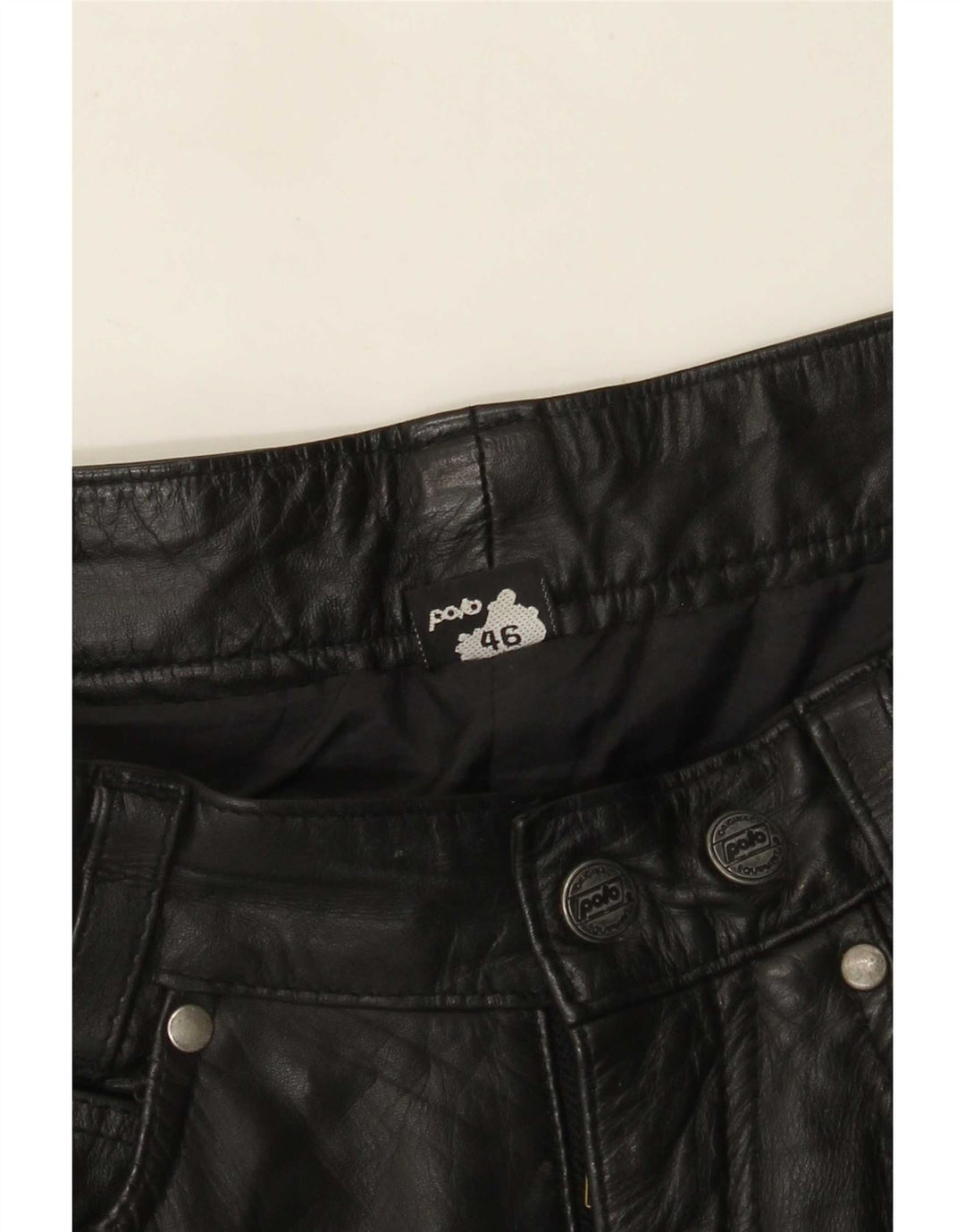 Pantaloni slim in pelle da uomo POLO IT 46 Small W28 L26 Nero