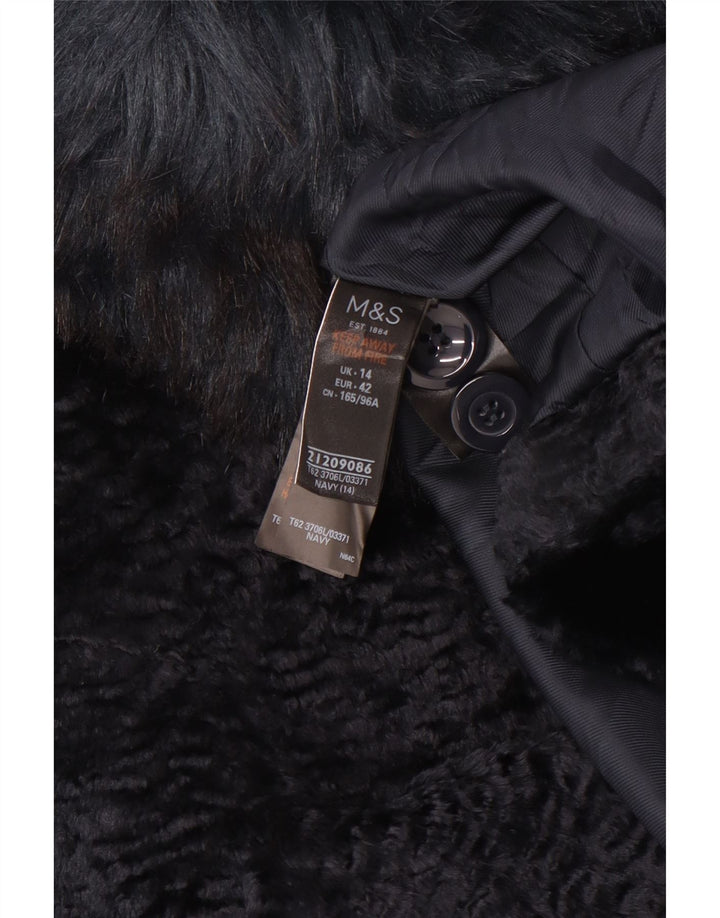 Cappotto oversize in pelliccia sintetica Marks & Spencer da donna UK 14 grande blu navy