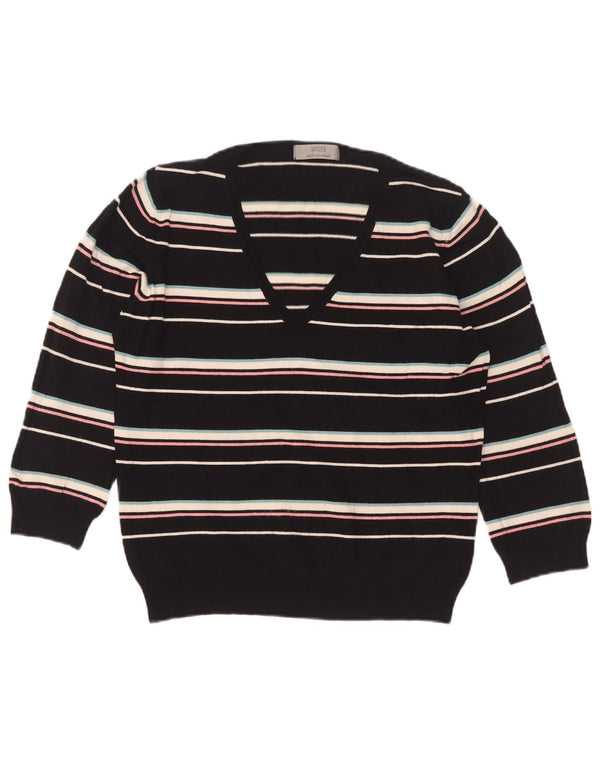 Maglione da donna Marks & Spencer con scollo a V UK 16 grandi righe nere