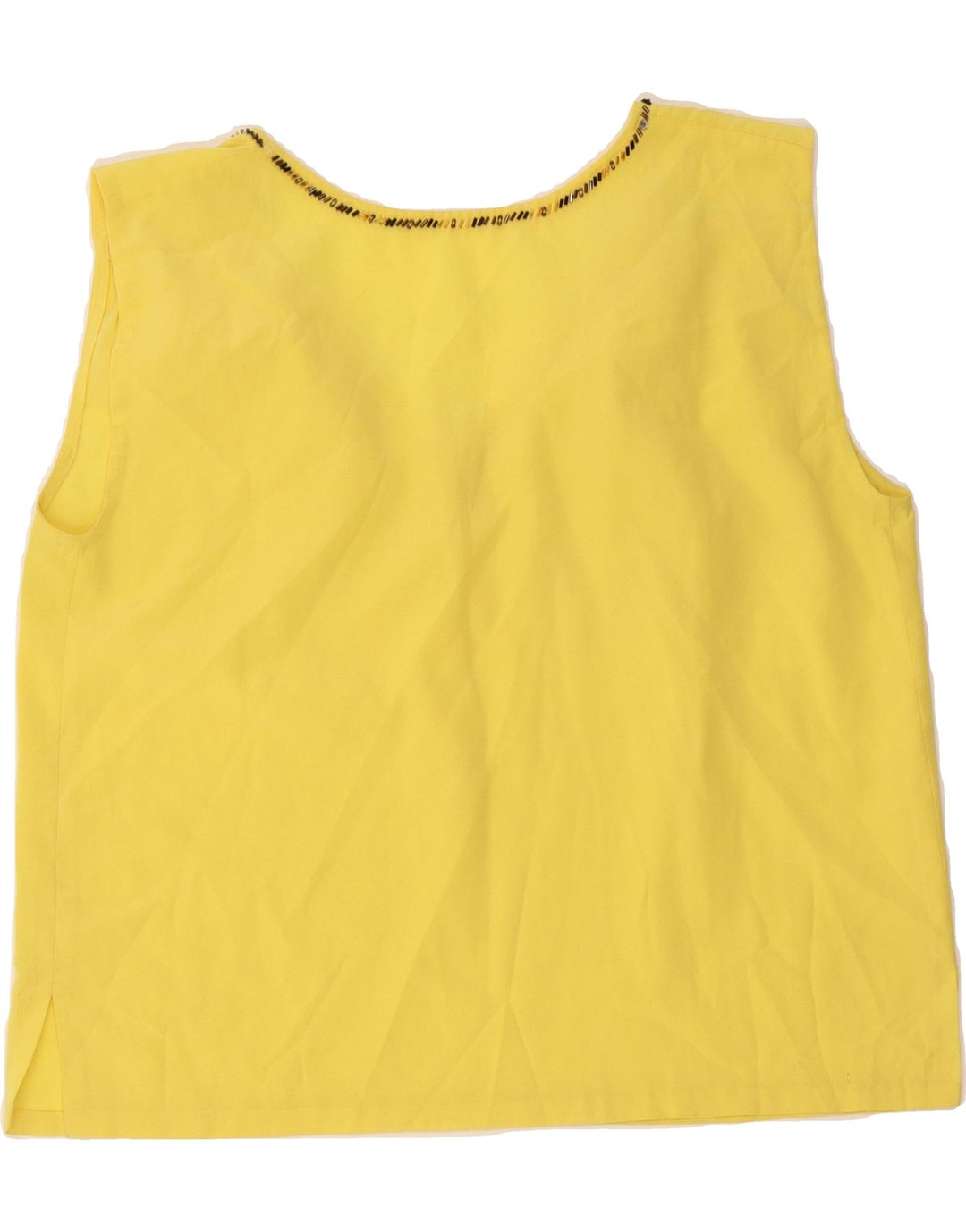 VINTAGE Womens Crop Sleeveless Blouse Top UK 12 Medium Yellow Vintage Vintage and Second-Hand Vintage from Messina Hembry 