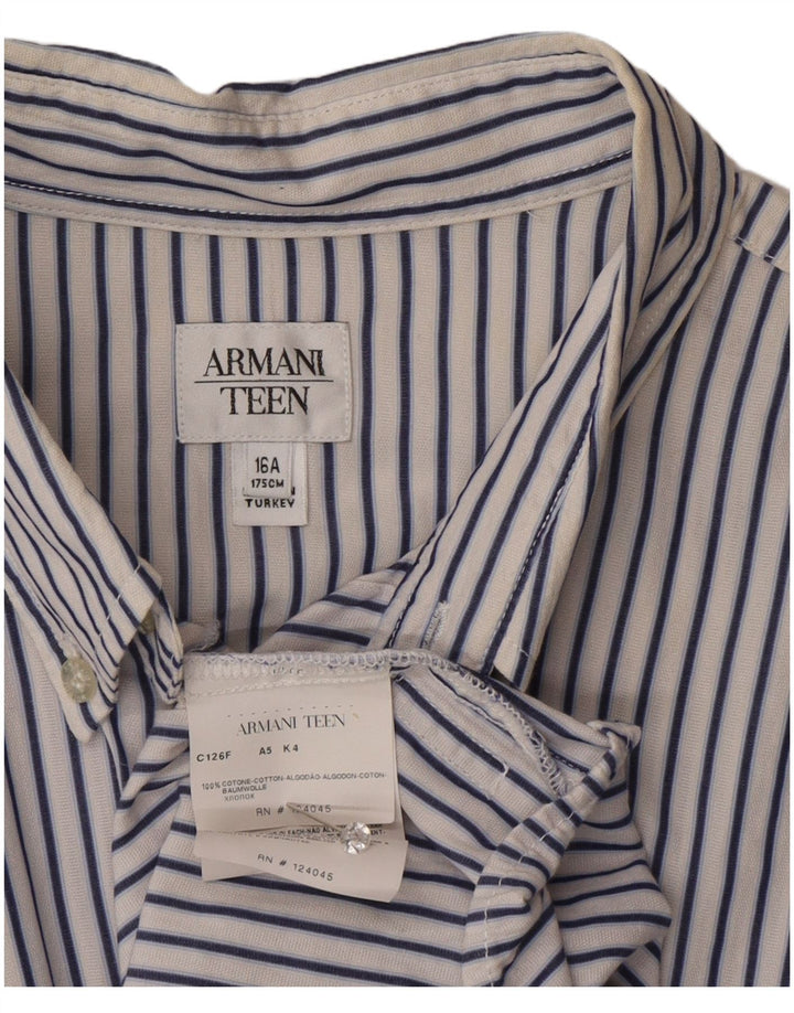 Camicia Armani Bambino 15-16 Anni Cotone Rigato Bianco