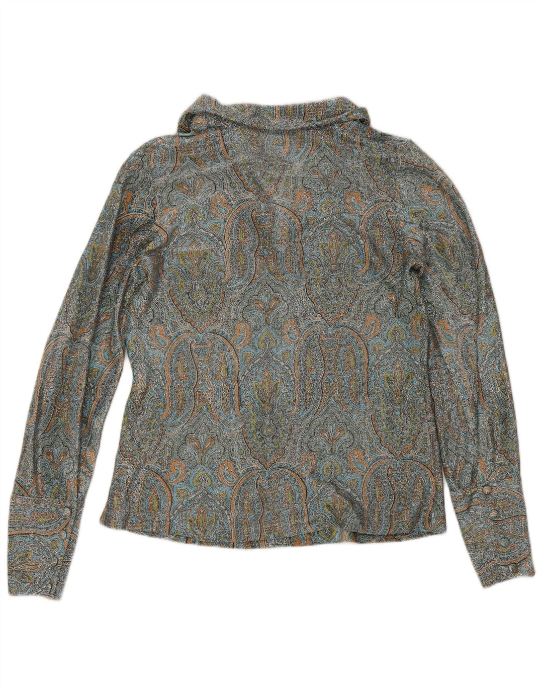 Camicetta camicia vintage da donna IT 46 Grande Paisley multicolore