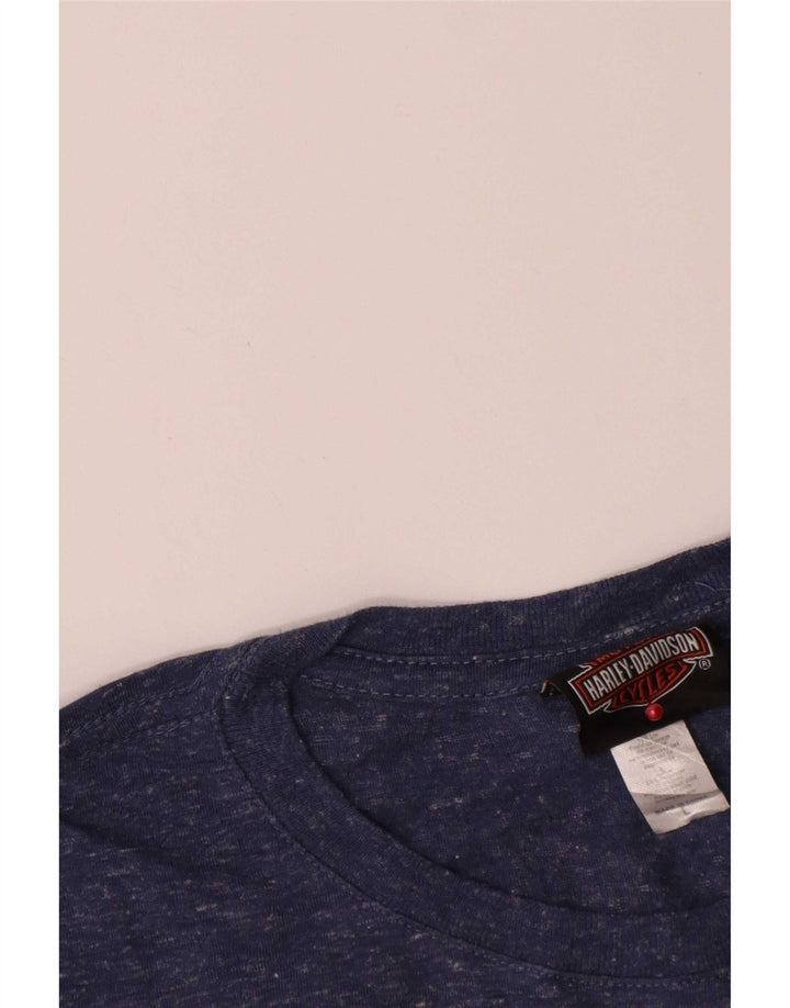 Maglietta grafica da donna Harley Davidson a maniche lunghe UK 14 Large Blu Navy