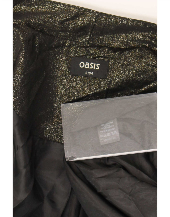 Giacca blazer aperta da donna con maniche a 3/4 Oasis UK 8 piccola in poliestere kaki