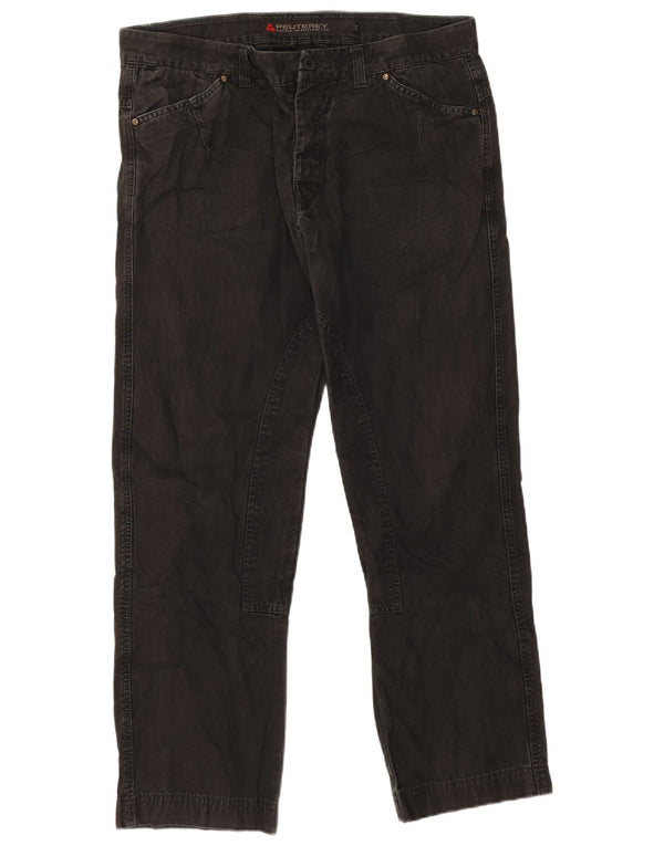 PEUTEREY Pantaloni casual dritti da uomo IT 52 XL W36 L30 Cotone nero