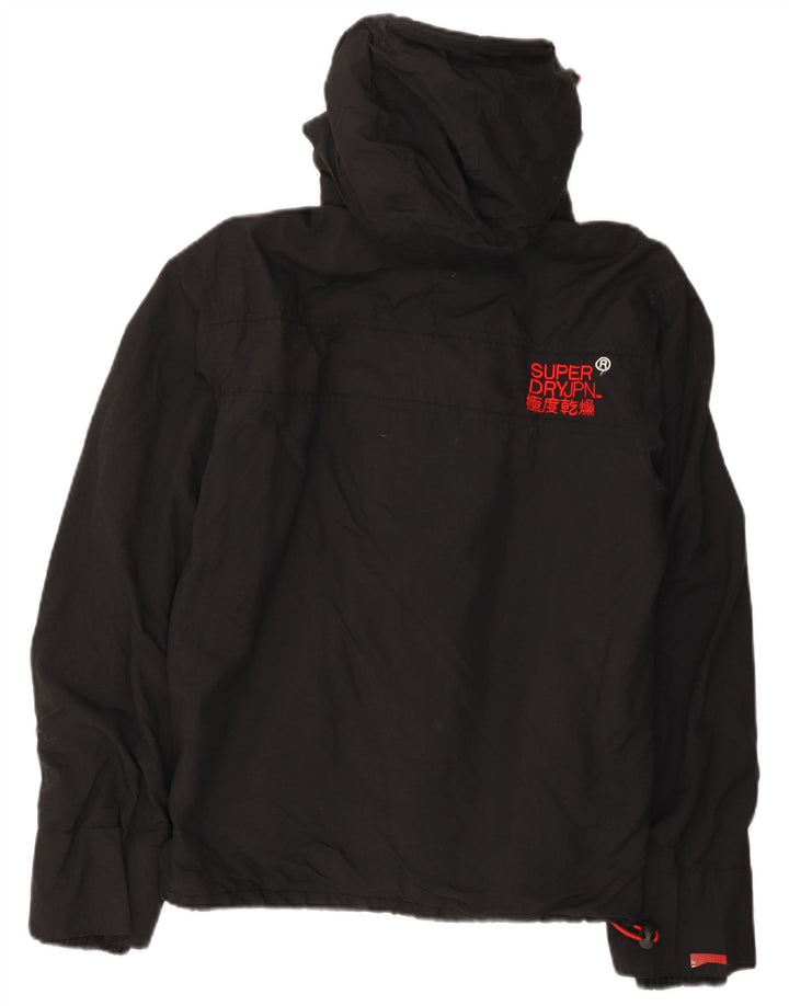 Giacca a vento con cappuccio grafica da donna Superdry UK 14 nylon nero medio