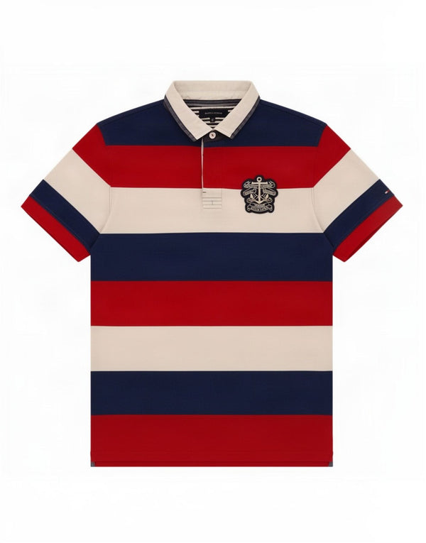 Polo da rugby da uomo Tommy Hilfiger XL in cotone a righe multicolore
