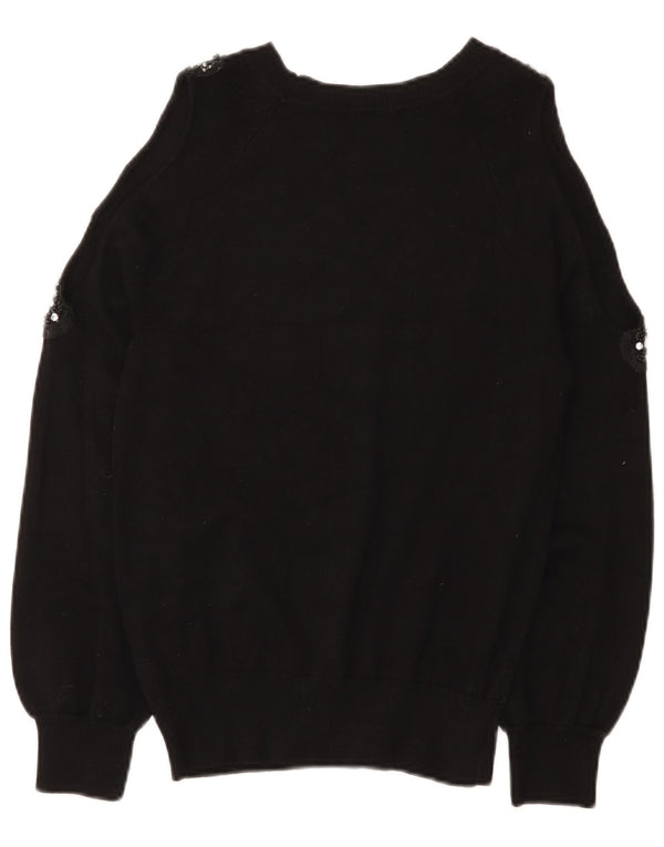 Maglione maglione con scollo a barca da donna Topshop UK 8 piccolo in viscosa nera