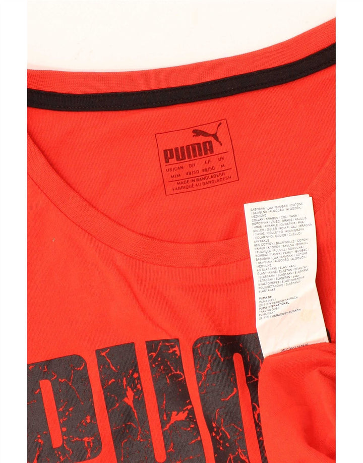 T-shirt grafica da uomo Puma Top in cotone rosso medio