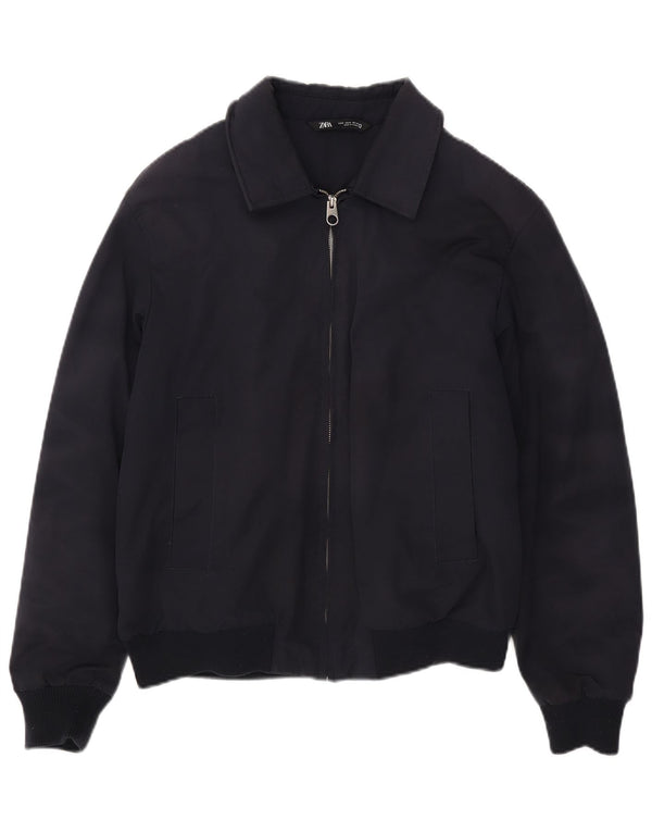 Giubbotto bomber da uomo Zara UK 38 poliestere blu navy medio