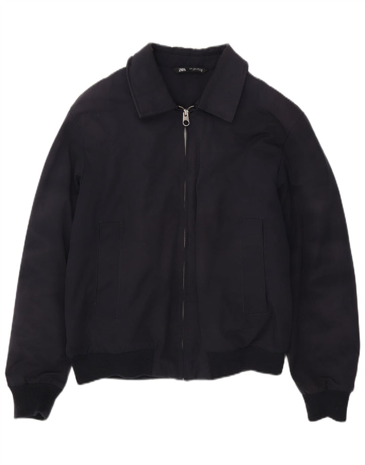 Giubbotto bomber da uomo Zara UK 38 poliestere blu navy medio