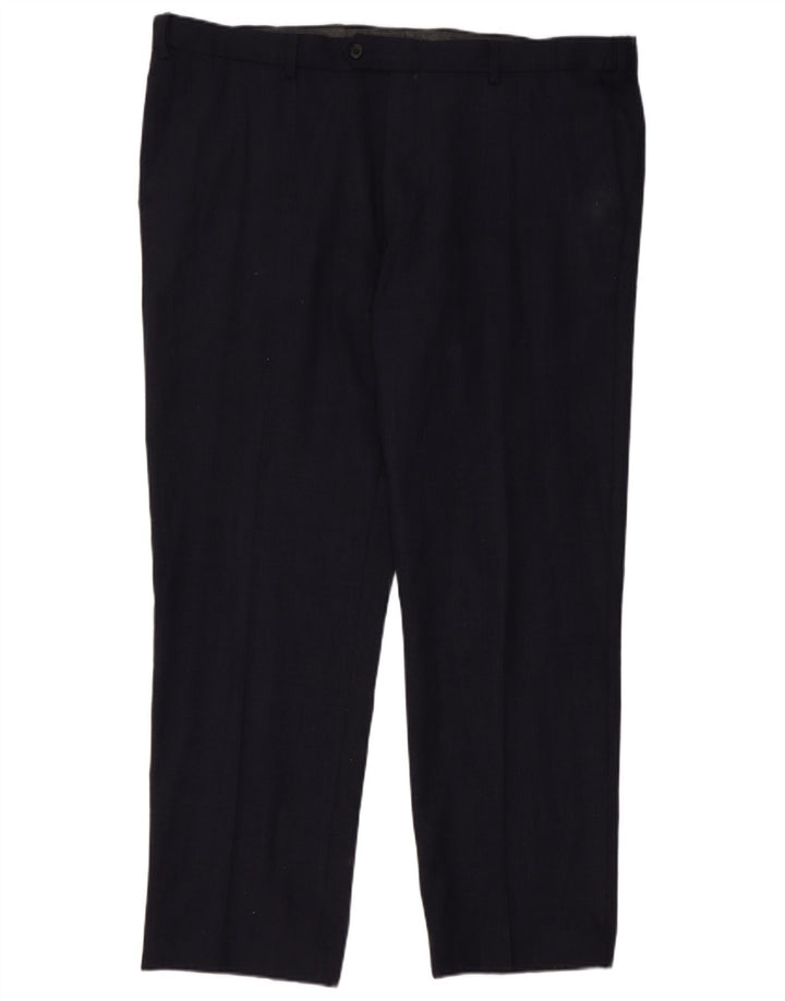 Pantaloni da abito su misura da uomo Marks & Spencer W42 L31 blu navy a quadri