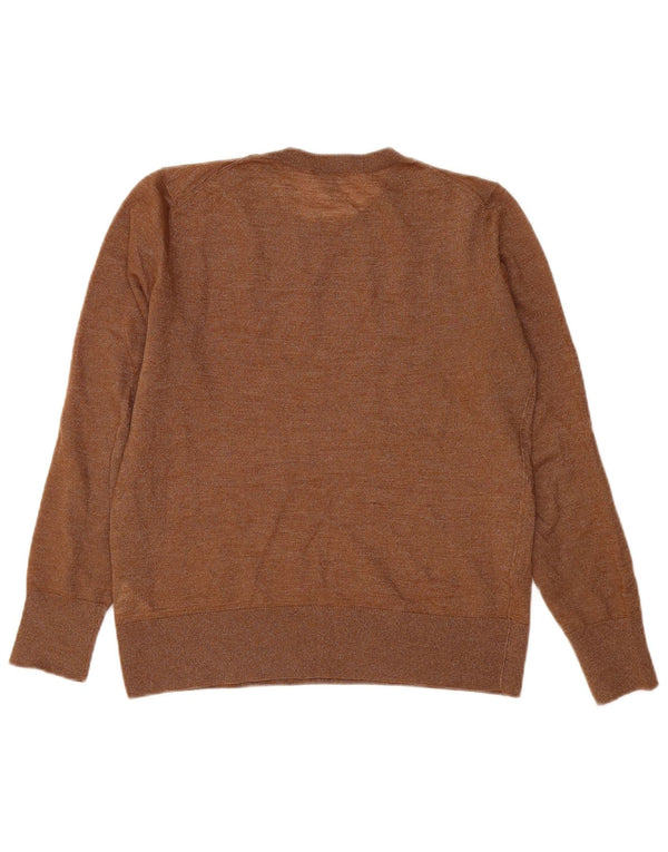 Maglione maglione girocollo da donna Cos UK 14 Lana screziata marrone medio