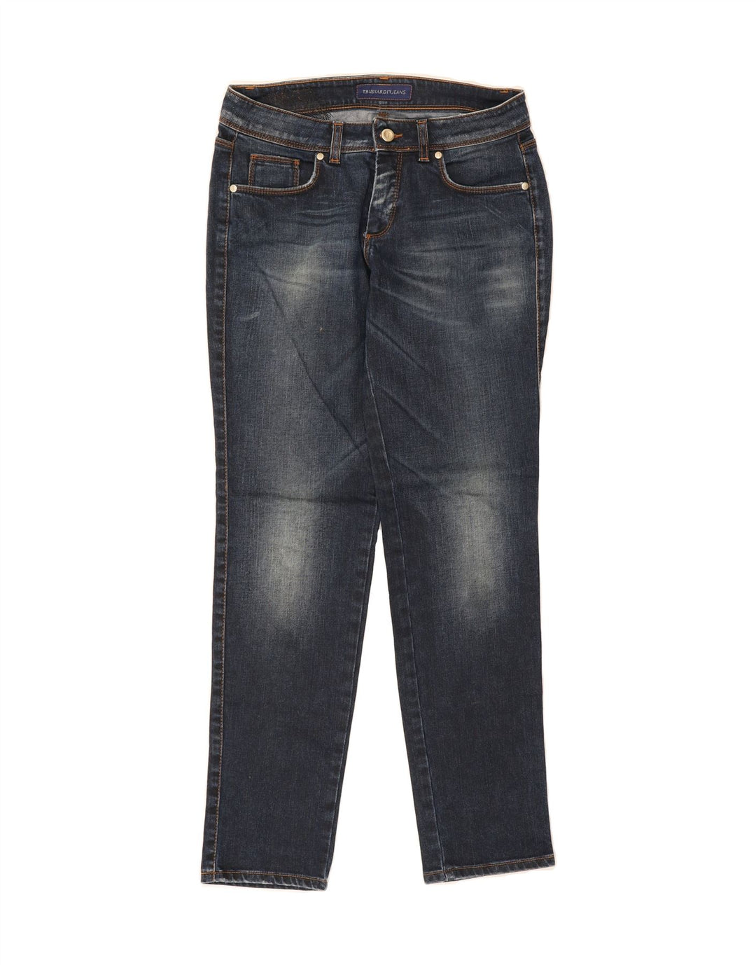 TRUSSARDI Womens Slim Jeans W27 L30 Navy Blue Cotton Vintage Trussardi and Second-Hand Trussardi from Messina Hembry 