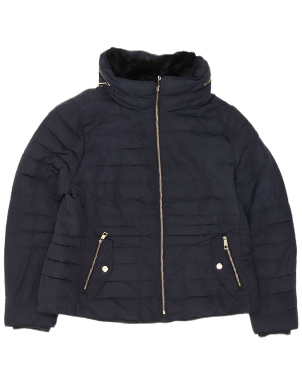 Marks & Spencer Womens Padded Jacket UK 18 XL Navy Blue Polyester