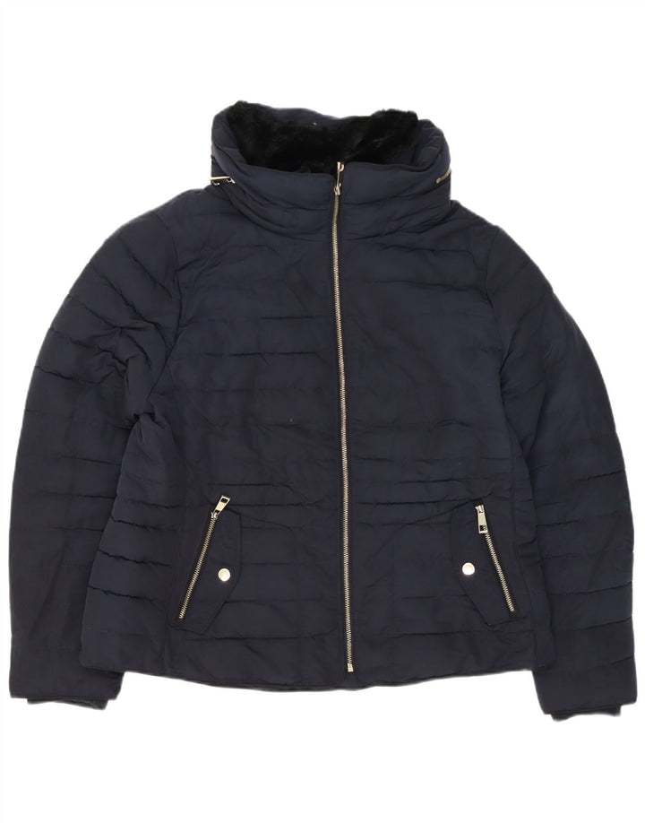 Marks & Spencer Womens Padded Jacket UK 18 XL Navy Blue Polyester