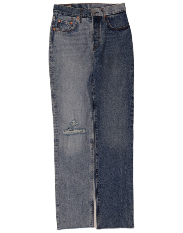 Levi's Jeans dritti invecchiati 501 da donna W24 L32 in cotone color block blu