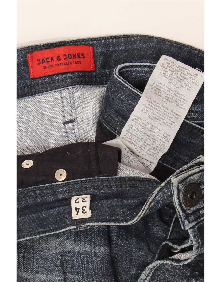 Jack & Jones Uomo GLENN Slim Jeans W34 L32 Blu Navy Cotone