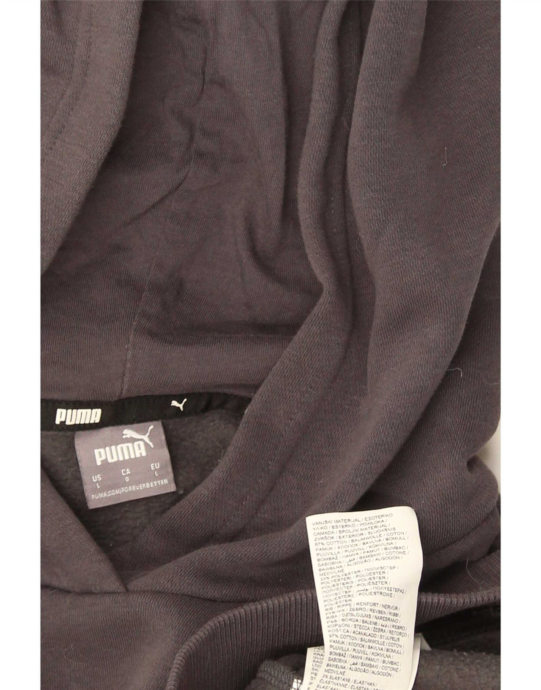 Felpa con cappuccio da uomo Puma Large in cotone grigio