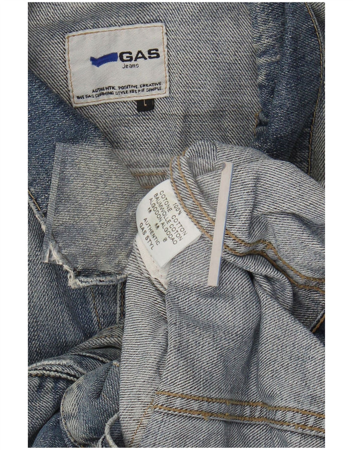 Giacca in denim da uomo GAS lavaggio acido UK 40 grande cotone blu