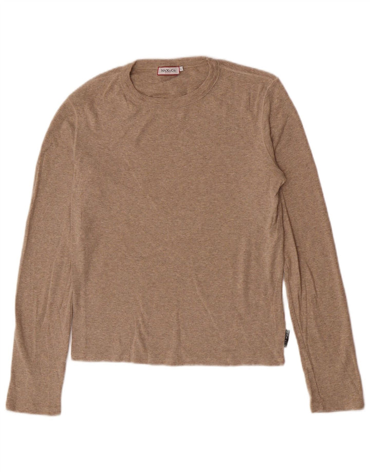Max & Co. Top da donna a maniche lunghe UK 14 Large Beige Cotton