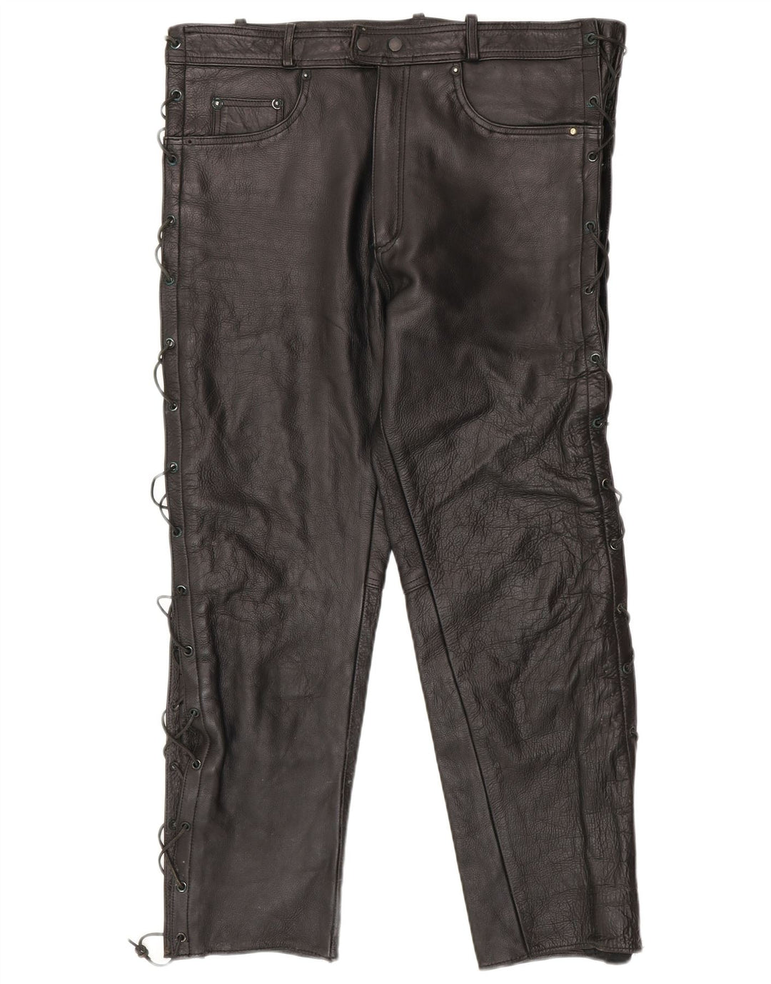 Pantaloni in pelle slim da uomo American Eagle W36 L30 in pelle nera