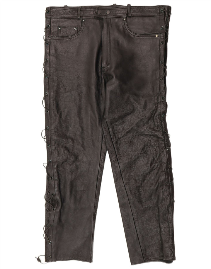 Pantaloni in pelle slim da uomo American Eagle W36 L30 in pelle nera