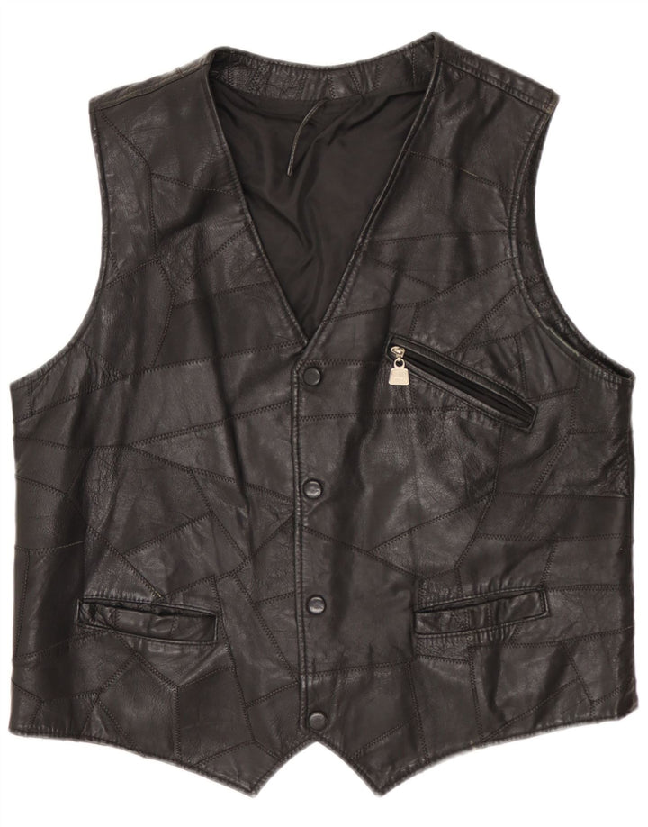 Gilet in pelle da uomo VINTAGE medio nero