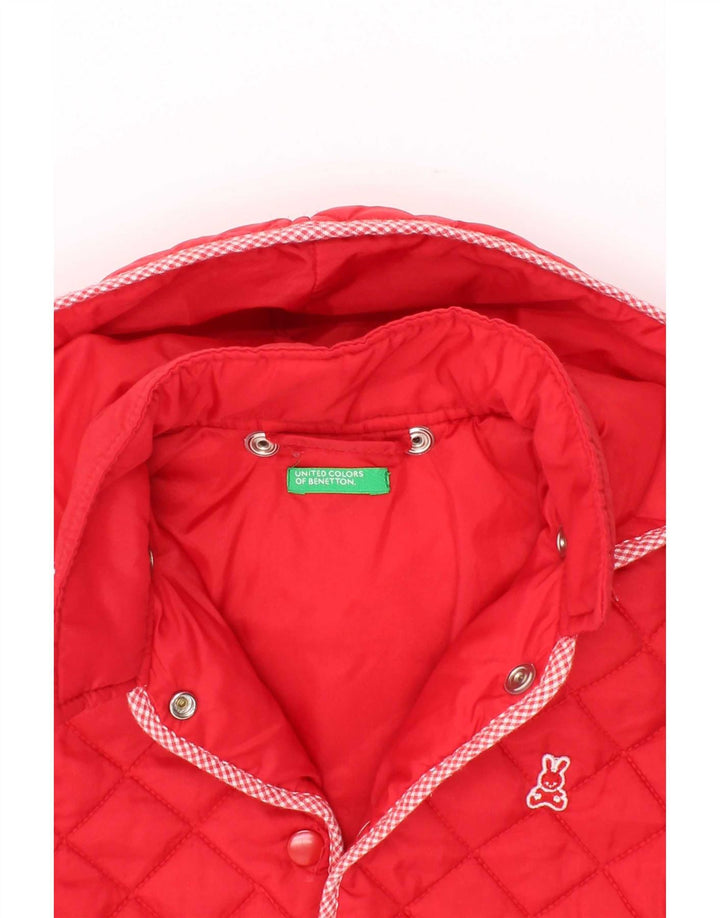 Giacca trapuntata con cappuccio per ragazze Benetton 2-3 anni 2XS Rossa