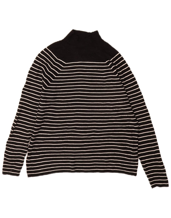 Maglione maglione a collo alto da donna Marks & Spencer UK 18 XL a righe nere
