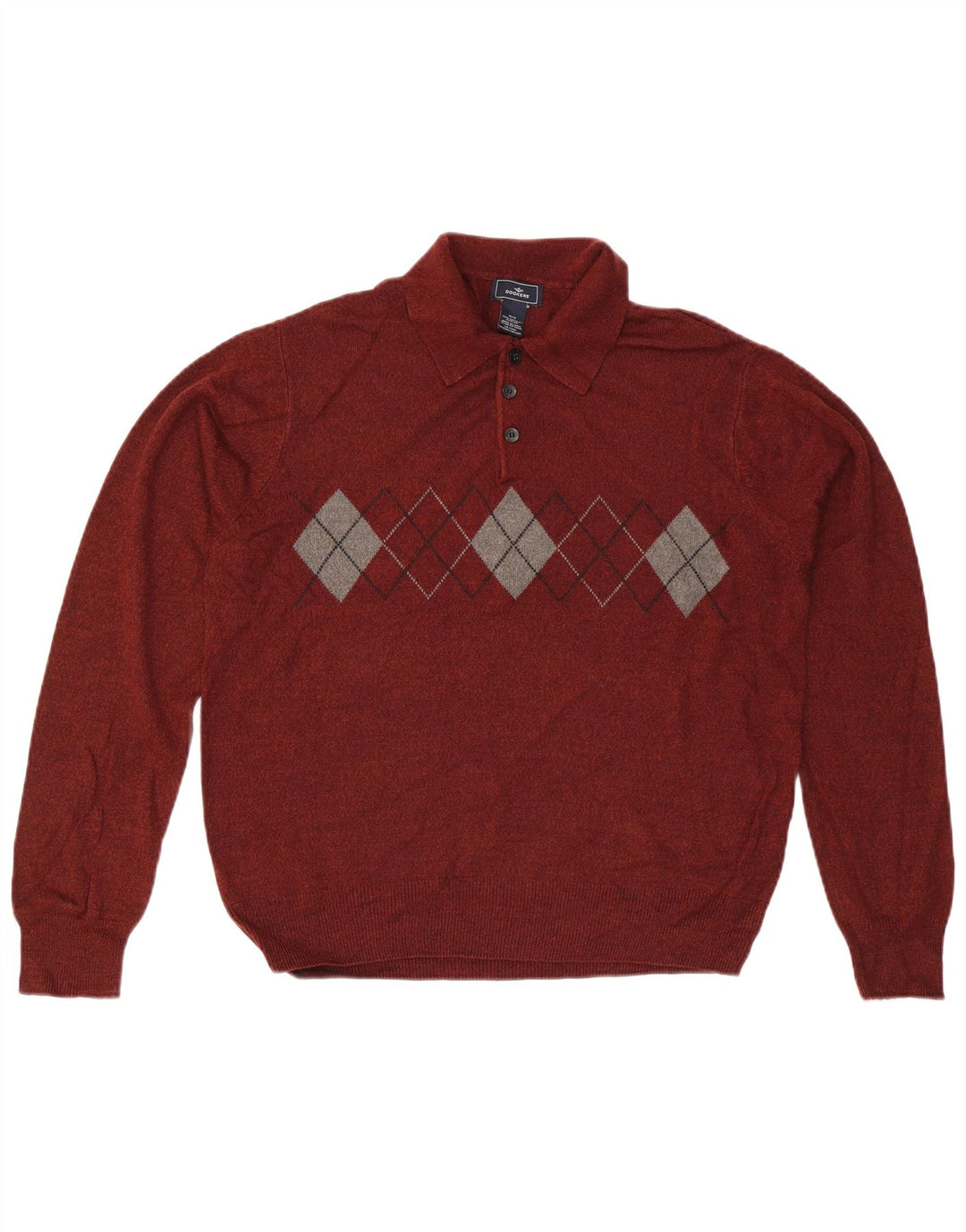 Maglione da uomo con collo alto Dockers, bordeaux medio, a rombi/diamante