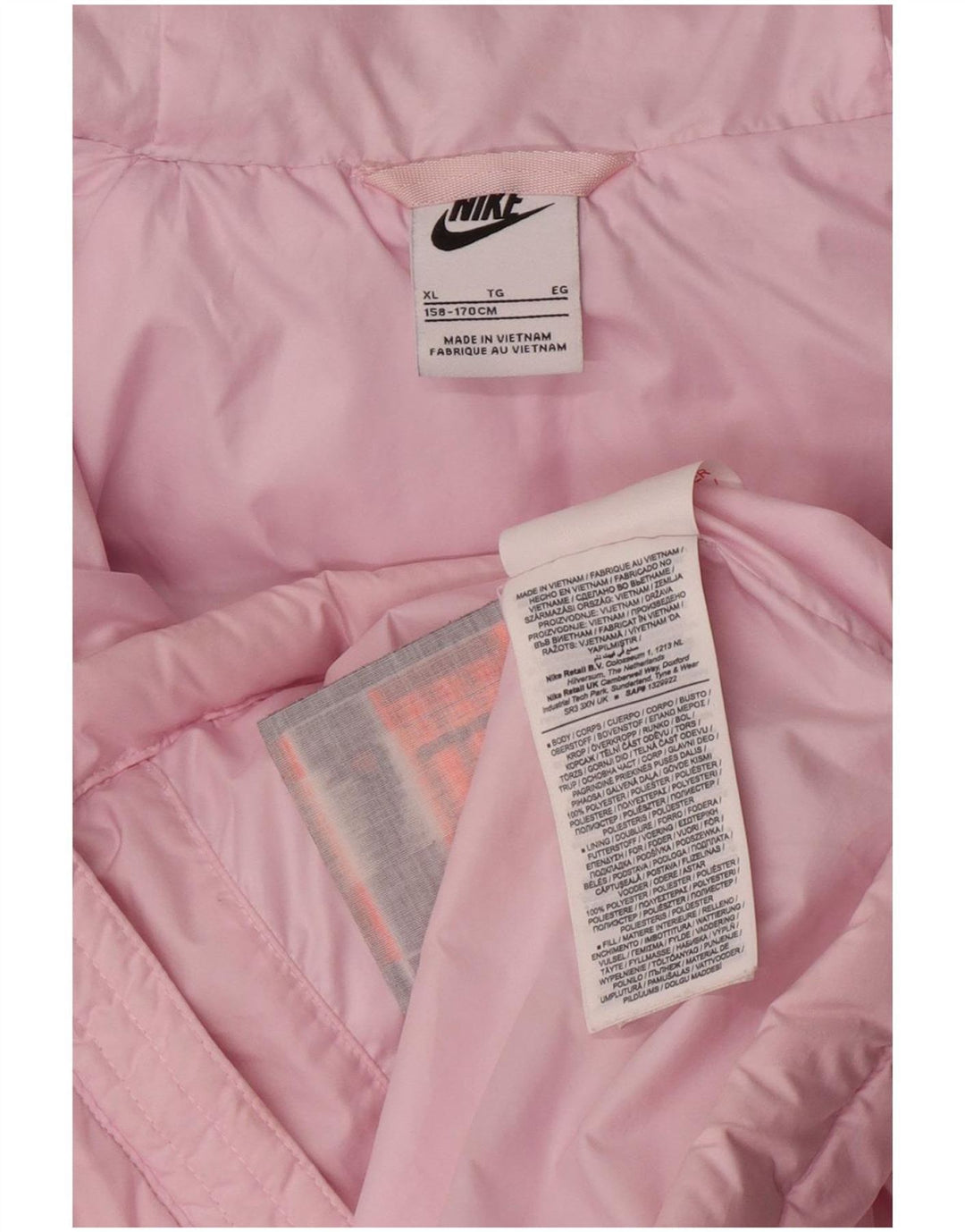 Giacca imbottita con cappuccio Nike per ragazze 13-14 anni XL rosa poliestere