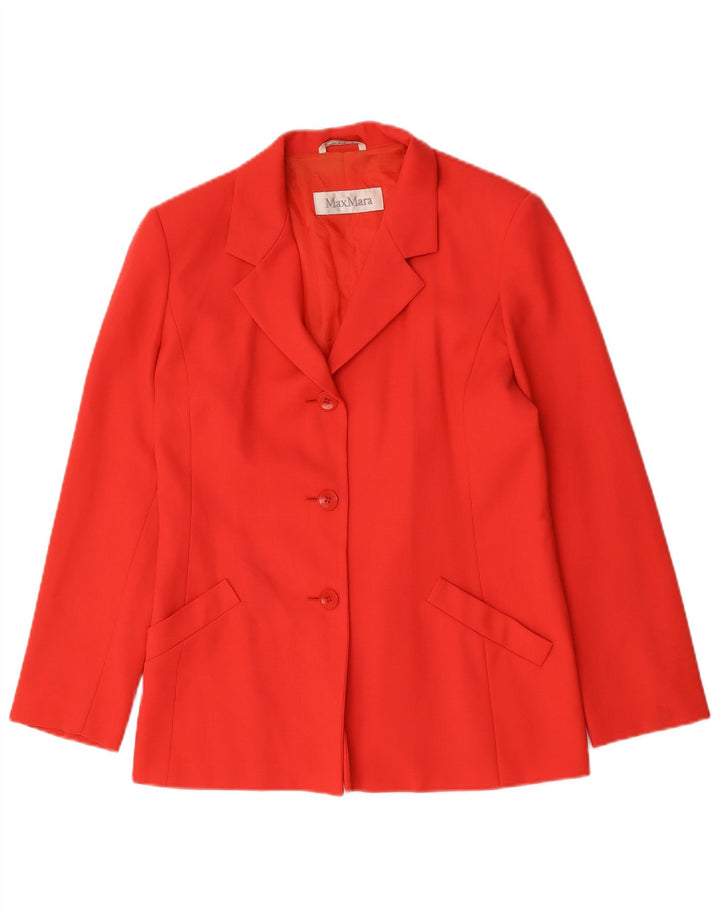 Giacca blazer a 3 bottoni da donna Max Mara UK 12 lana rossa media