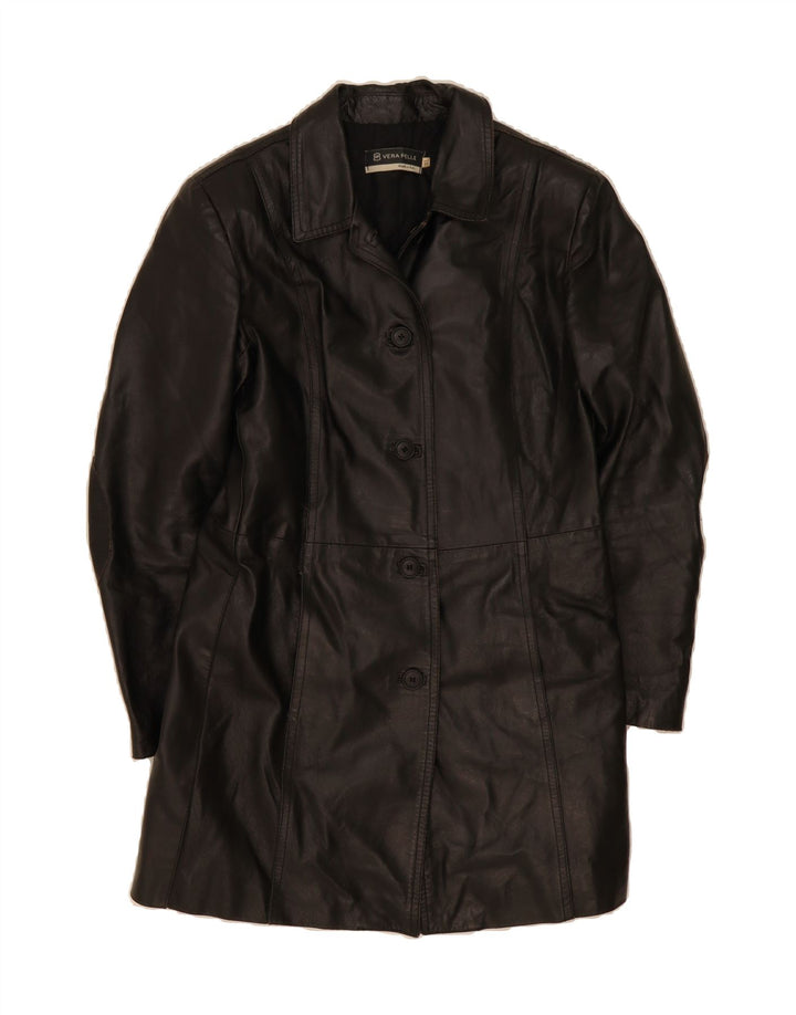 VINTAGE Womens Leather Coat UK 18 XL Black Leather Vintage Vintage and Second-Hand Vintage from Messina Hembry 