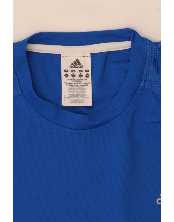 T-shirt da uomo Adidas Top in poliestere blu medio