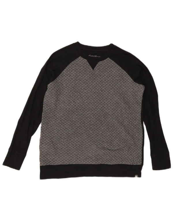 Felpa da donna Eddie Bauer Jumper UK 14 Cotone color block grigio medio