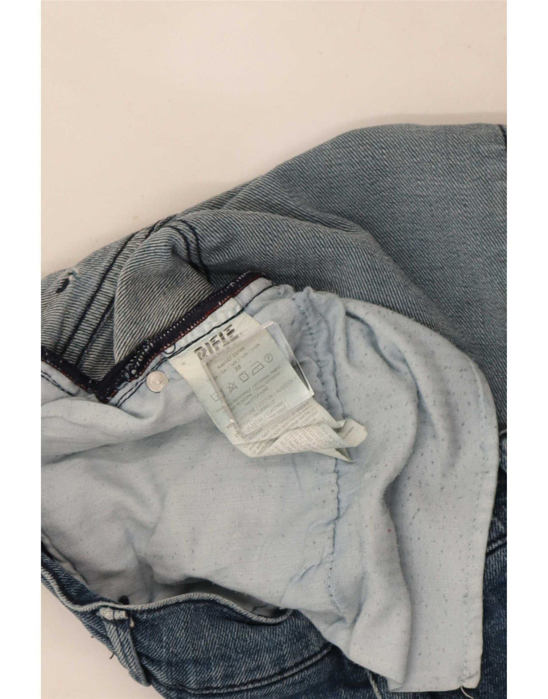 Jeans slim invecchiati da uomo Rifle W38 L33 in cotone blu