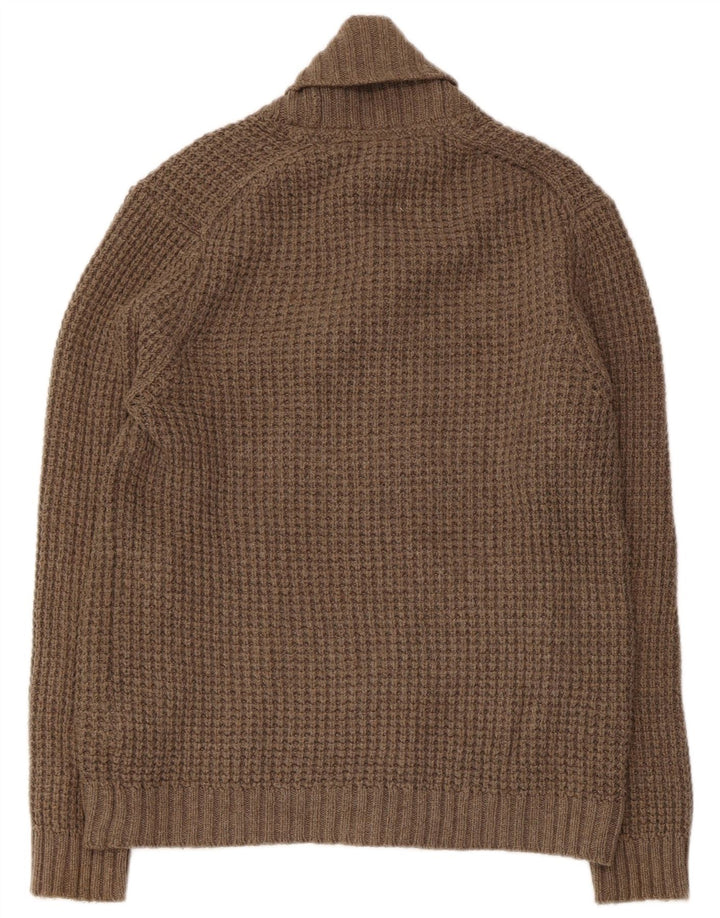 Maglione cardigan doppio petto da uomo Ted Baker taglia 4 cotone marrone medio