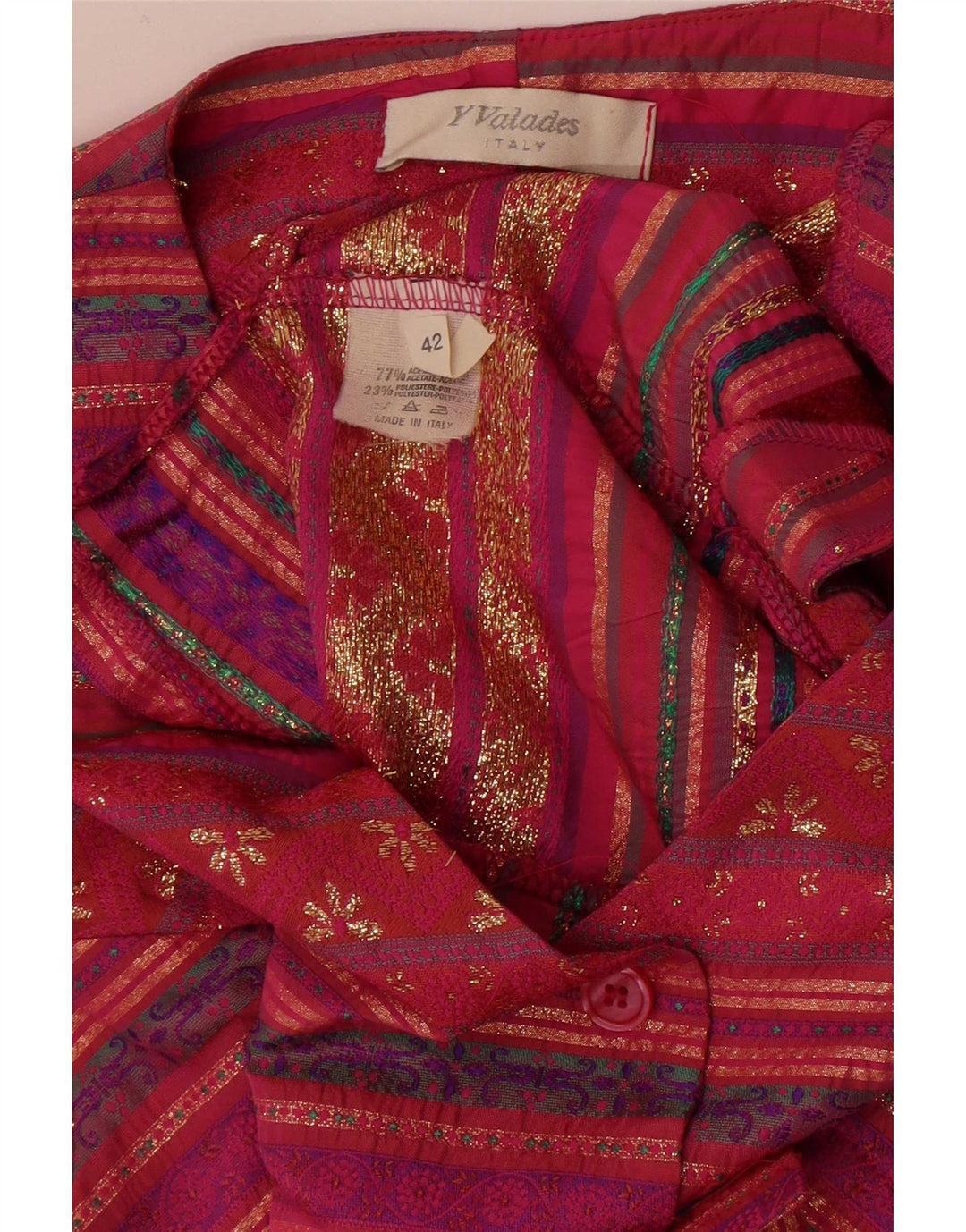 Gilet Vintage da Donna IT 42 Acetato Rigato Rosa Medio