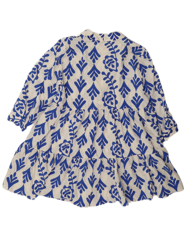Abito a strati a maniche lunghe da donna Zara UK 18 XL viscosa floreale bianca