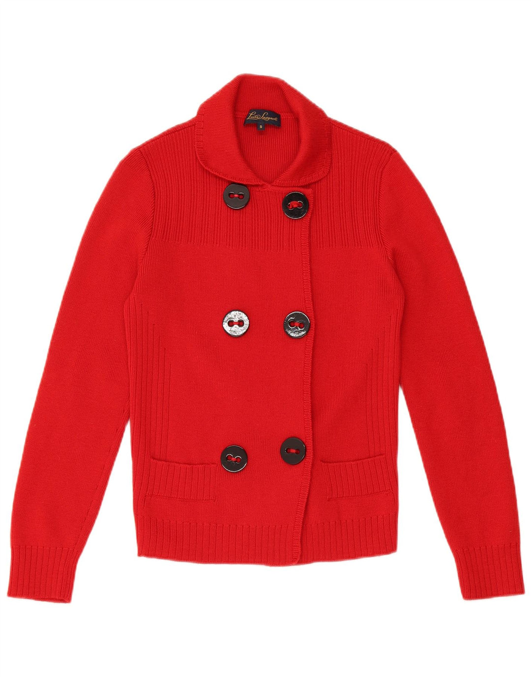 LUISA SPAGNOLI Maglione cardigan da donna UK 10 piccolo rosso lana