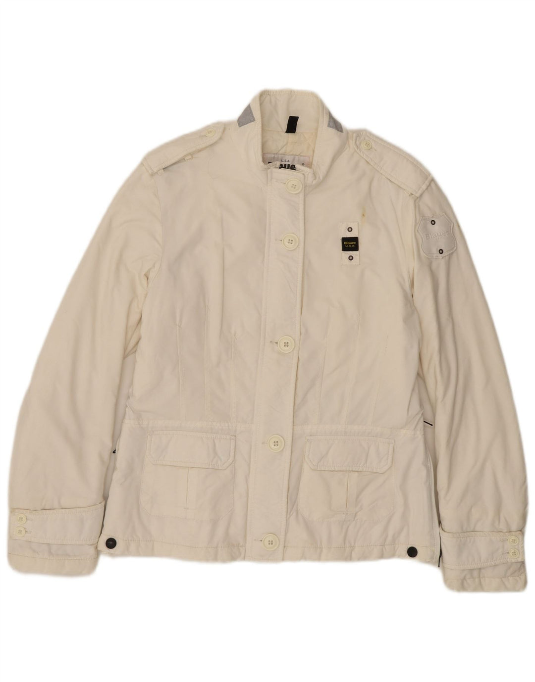 Giacca militare da donna BLAUER UK 14 Large in poliammide bianco sporco