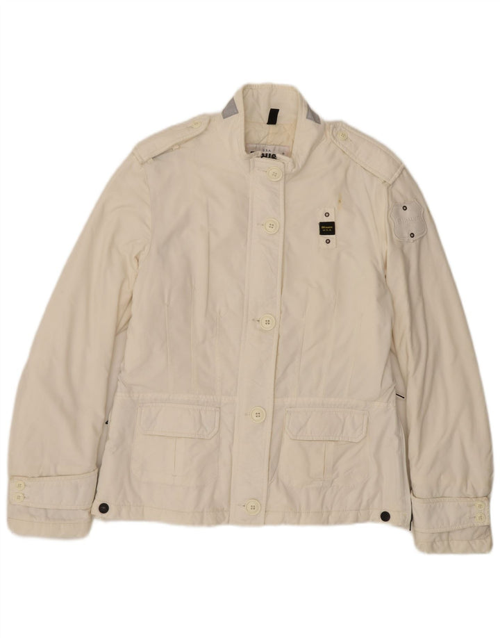 Giacca militare da donna BLAUER UK 14 Large in poliammide bianco sporco