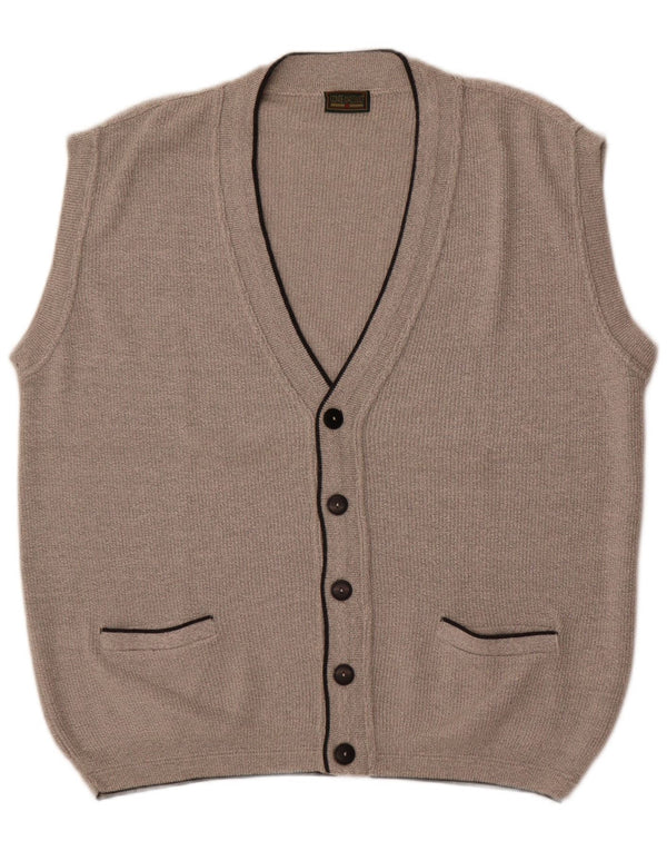Maglione cardigan senza maniche da uomo Conte Massimo in cotone grigio medio