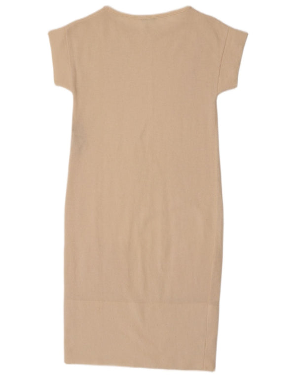 Abito maglione a maniche corte da donna Benetton UK 8 Small Beige Lana