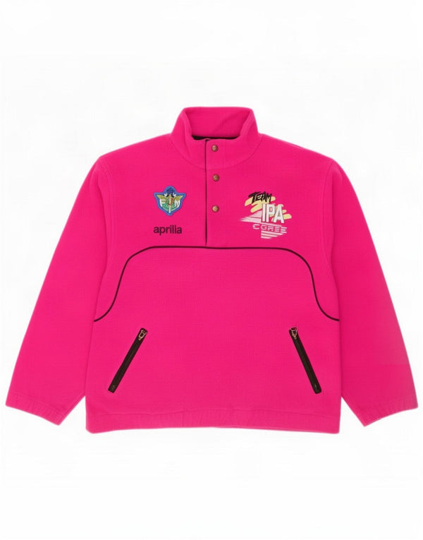 Maglione in pile vintage da donna UK 14 grande rosa