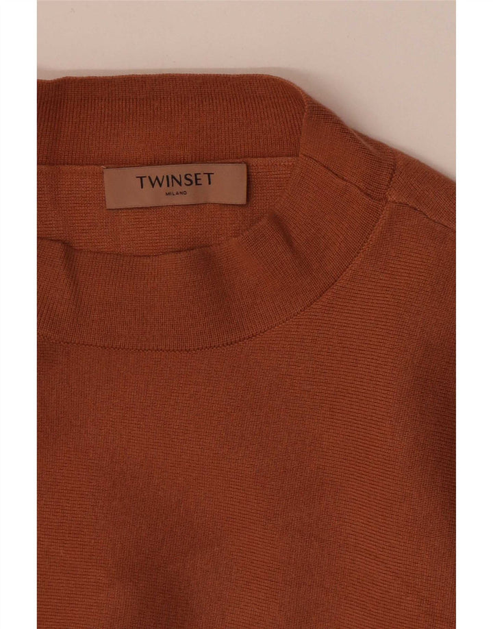 Twinset Top da donna a maniche lunghe UK 12 Marrone medio
